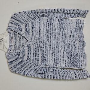 Eileen Fisher Gray  & Cream Knit Long Sleeve Sweater Size S